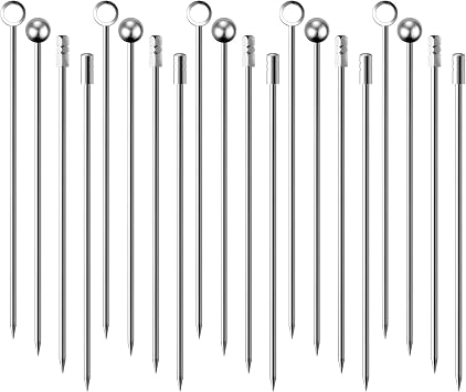 Cocktail Picks Stick, 20Pcs Stainless Steel Martini Picks, Reusable Metal Cocktail Skewers Olives Appetizers Bloody Mary Brandied | Reusable Metal Drink Skewers, Olives Appetizers, Bloody Mary Brandied
