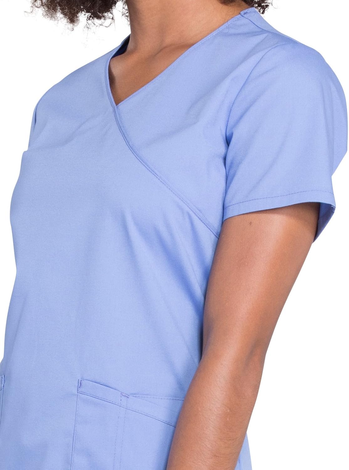 Cherokee Women Scrubs Top Workwear Professionals Mock Wrap WW655 | Modern Classic Fit, Pencil Stitch Detail, Side Vents, Comfortable Design, Easy-Care Fabric, Healthcare Workwear