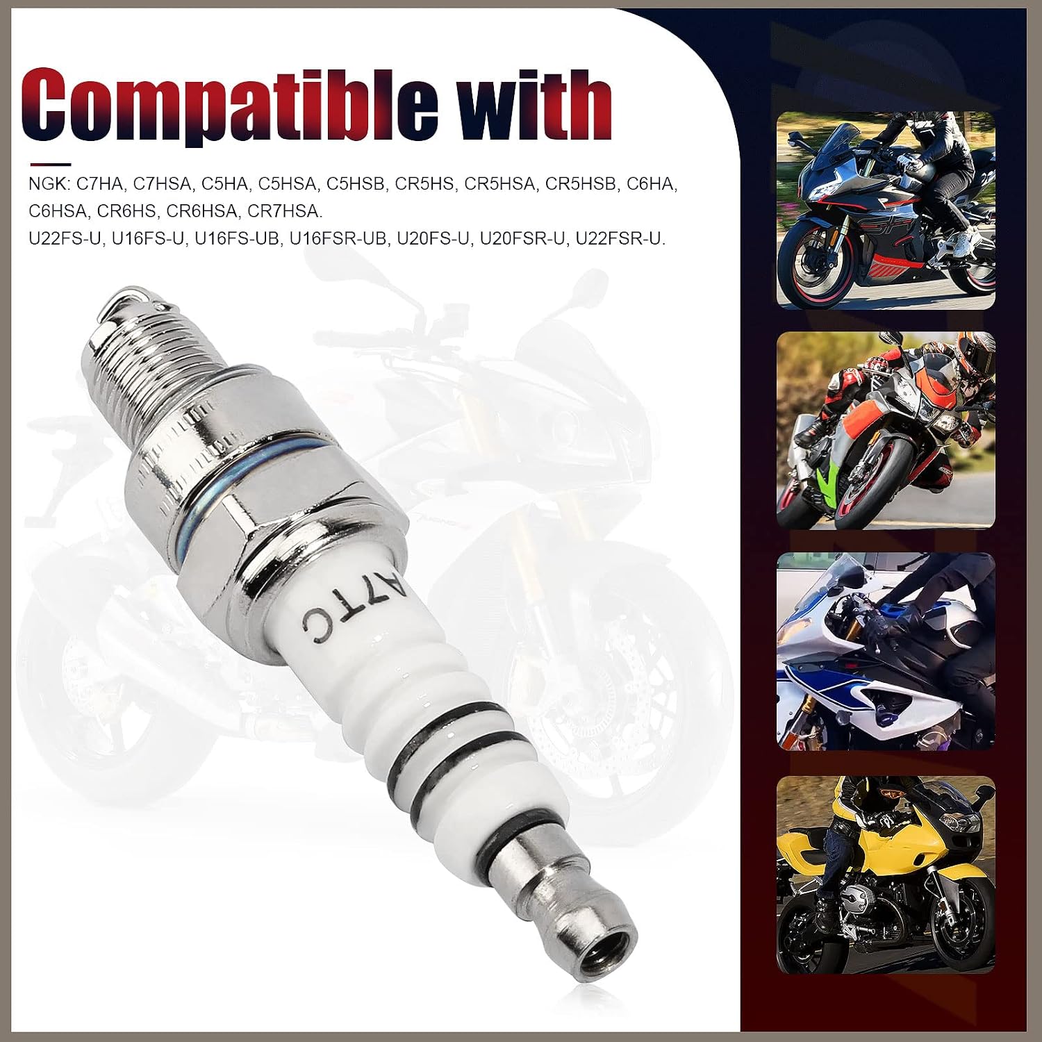 3Pcs Spark Plug A7TC for GY6 50cc-70cc 90cc 110cc 125cc 150cc ATV Scooter Pit Dirt Pocket Bike Moped Go Kart Quad Buggy TaoTao Buyang Roketa Sunl Baja Kymco Chinese U20FSR U22FSR-U C5HA C5HSB