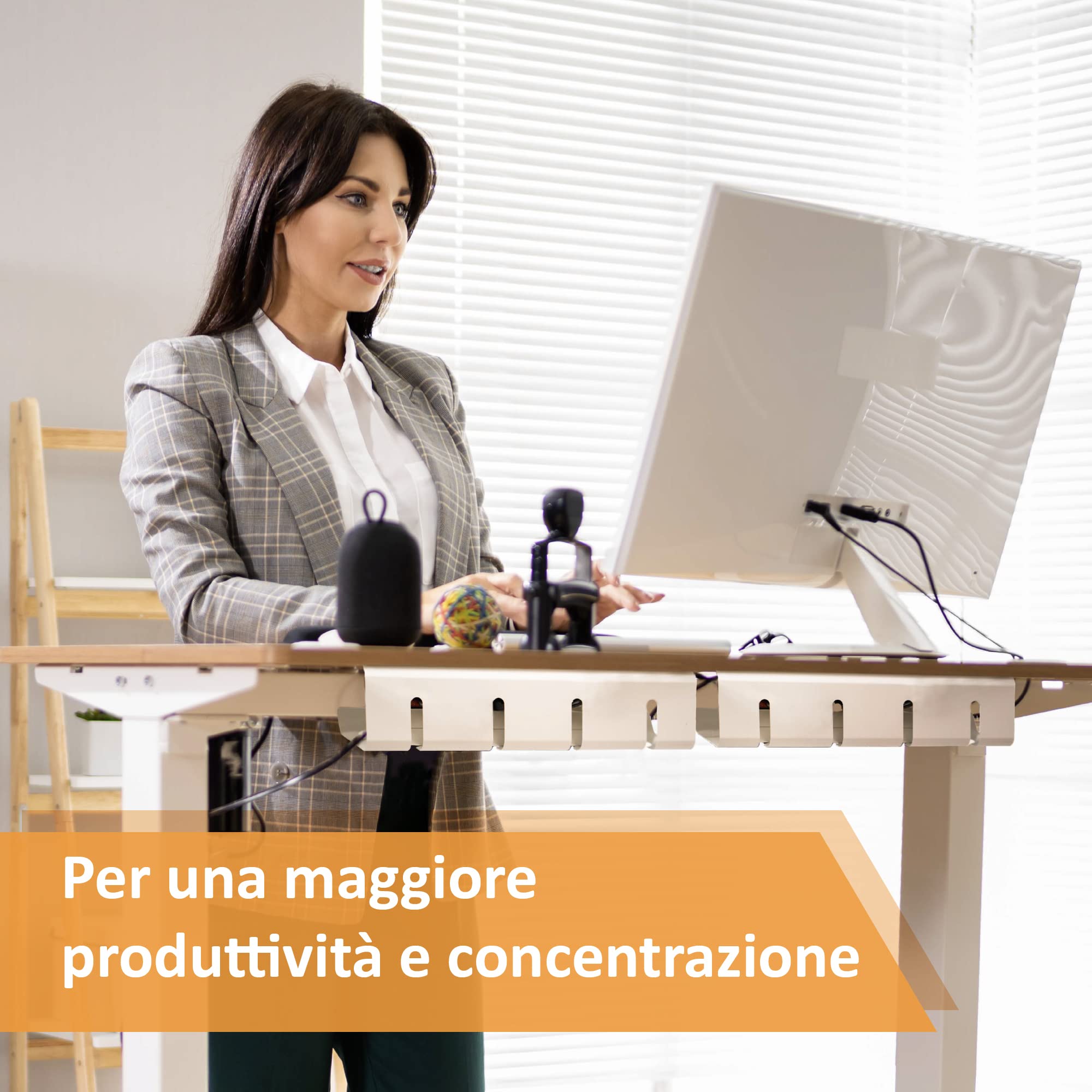 Raccogli Cavi Scrivania – Canalina Passacavi sotto Scrivania Cable Management – Organizer Portacavi Ufficio - Nascondi Cavi sotto Tavolo – 2 Scatole Porta Cavi - Verniciatura a Polvere Bianco