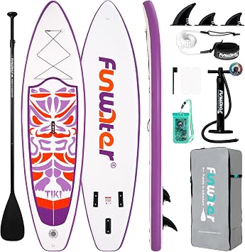 FunWater 8/10/106"/116" Inflatable Stand Up Paddle Board with Premium SUP Paddleboard Accessories, Wide Stable Anti-Slip EVA Deck,Paddle Boards for Adults & Youth of All Skill Levels