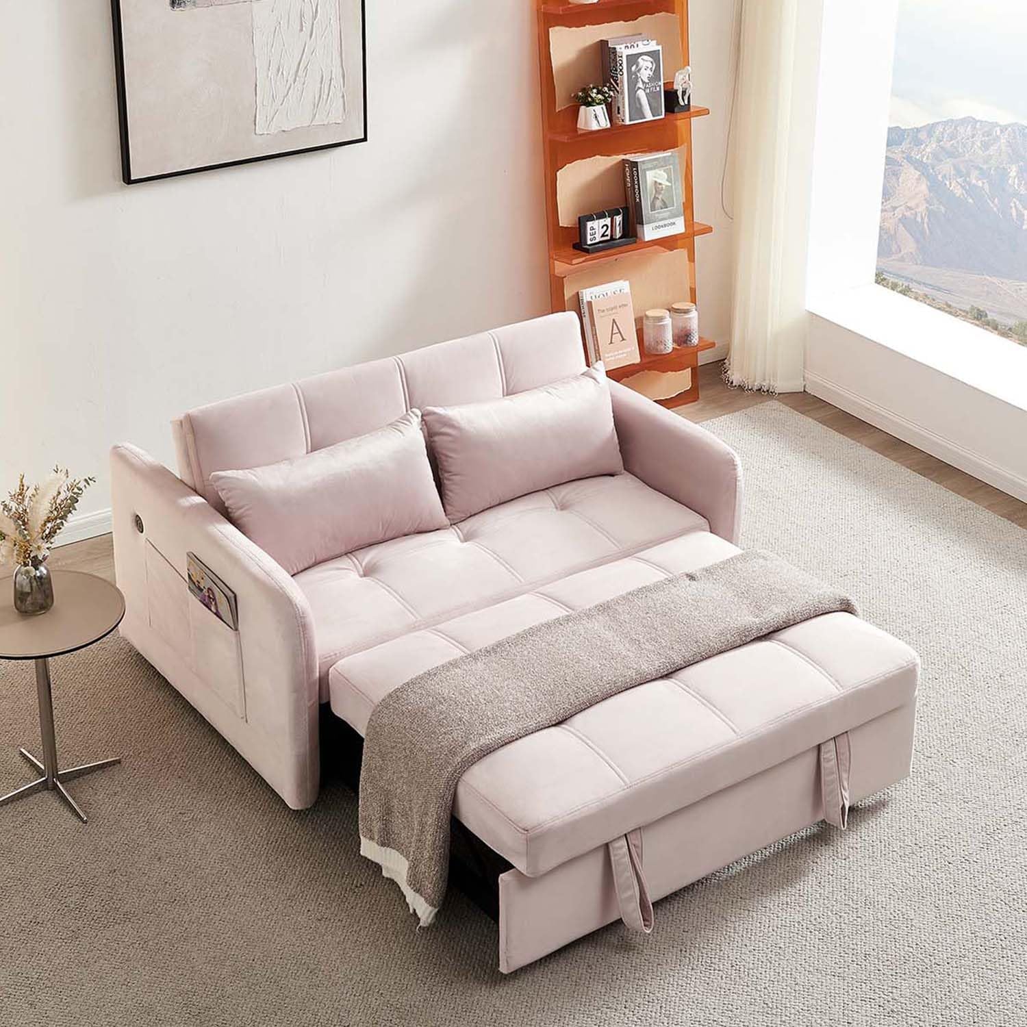 Amazon.com: JEEOHEY Sleeper Sofa Couch,55.5" Modern 3-in-1 Tufted ...