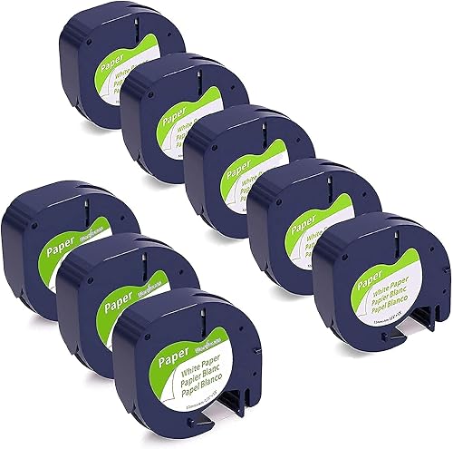 Wonfoucs Cinta de etiquetas de repuesto compatible con Dymo 91330 0.472 in x 13.1 ft 12 x 13 cinta de papel blanco funciona con rotuladoras DYMO