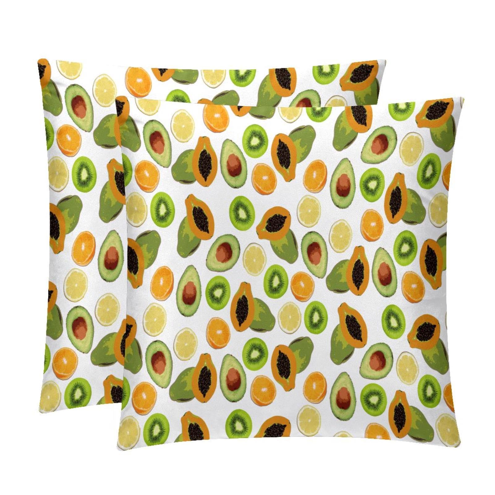 TDGKPZ Avocado Kiwi Throw Pillow Covers 2 Pack Pillowcases Soft Cozy Pillow Cases For Couch Bed Sofa 40x40cm