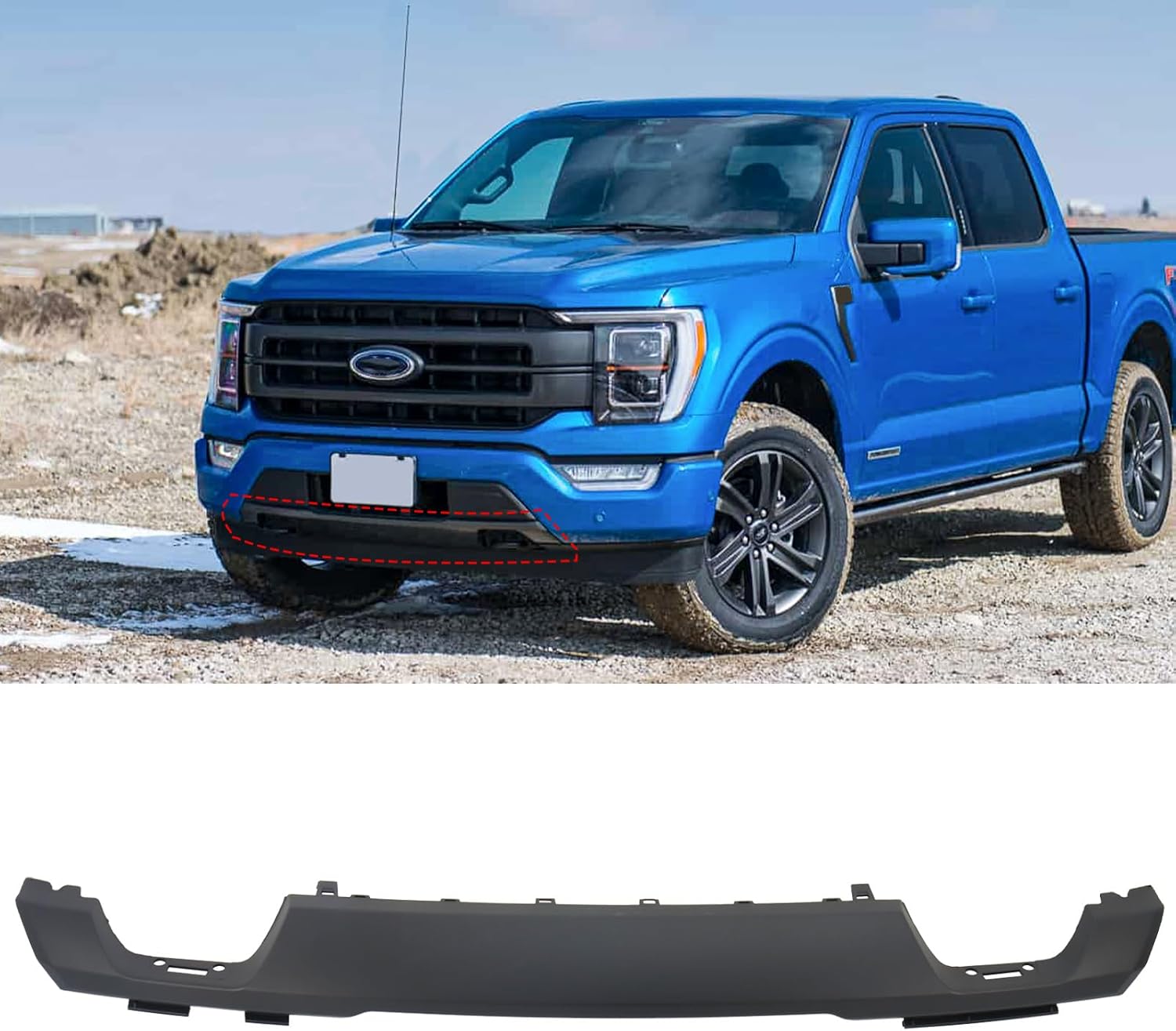 Matte Black Front Bumper Skid Plate Lower Valance for F150 2021 2022 2023 Replace#ML34-17F771-ACW