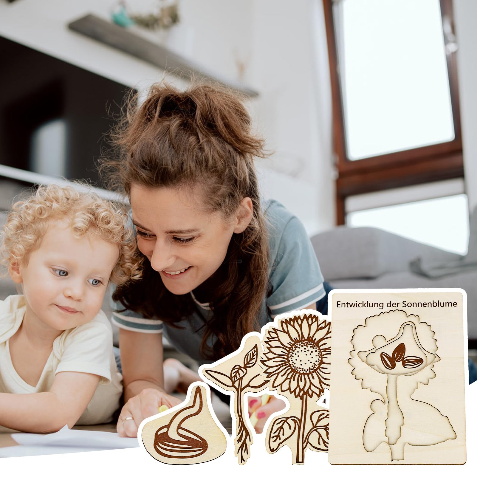 Puzzle du Cycle Vie Tournesol pour Enfants, Jouets Éducatifs en Bois, Apprentissage du Cycle Vie, 3-8 Ans