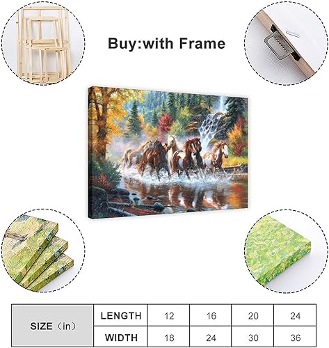 Miniatura 5 de Decoración artística de pared de 7 caballos corriendo de la suerte, 3 pósteres en lienzo, pinturas de paisaje, dormitorio, oficina, habitación,