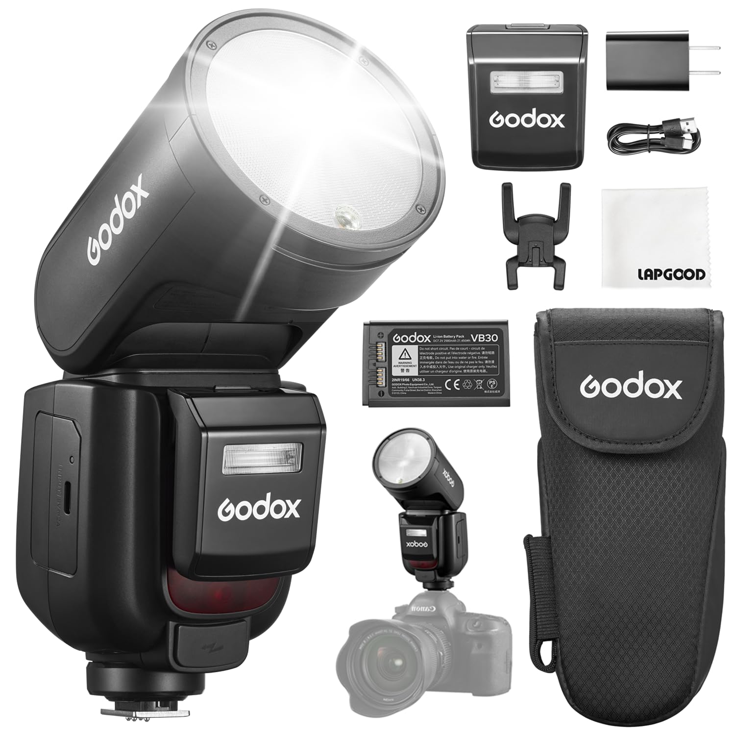 Godox V1 Pro-N V1pro N TTL Flash de Cámara de Cabeza Redonda para Nikon, Unidades de Flash Li-Ion 78Ws 2.4G HSS 1/8000s con Flash Externo SU-1, Lámpara de Modelado LED Flash Godox Nikon