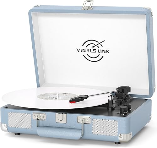 Miniatura 14 de Tocadiscos de Vinilo Bluetooth con Control de Agudos y Graves, Vintage, Portátil, Maletín, con Altavoces Integrados, LP, 33 45 78 RPM, Transmisión