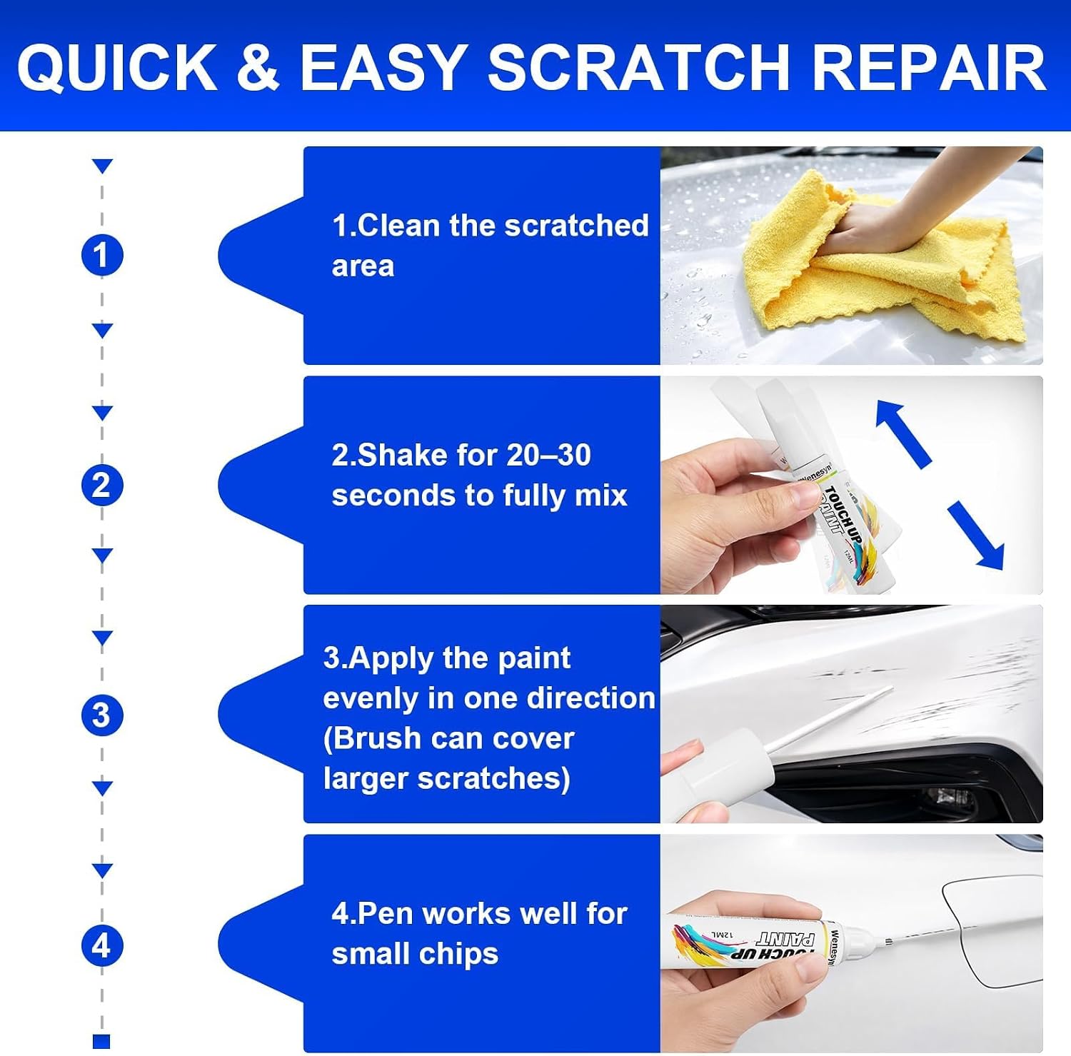089 Wind Chill Pearl Touch Up Paint Compatible with Toyota, Car Paint Scratch Remover for Nicks & Chips Repair, Automotive Paints Exact Match RAV4/Camry/Highlander/Corolla/Tacoma/Prius/Tundra