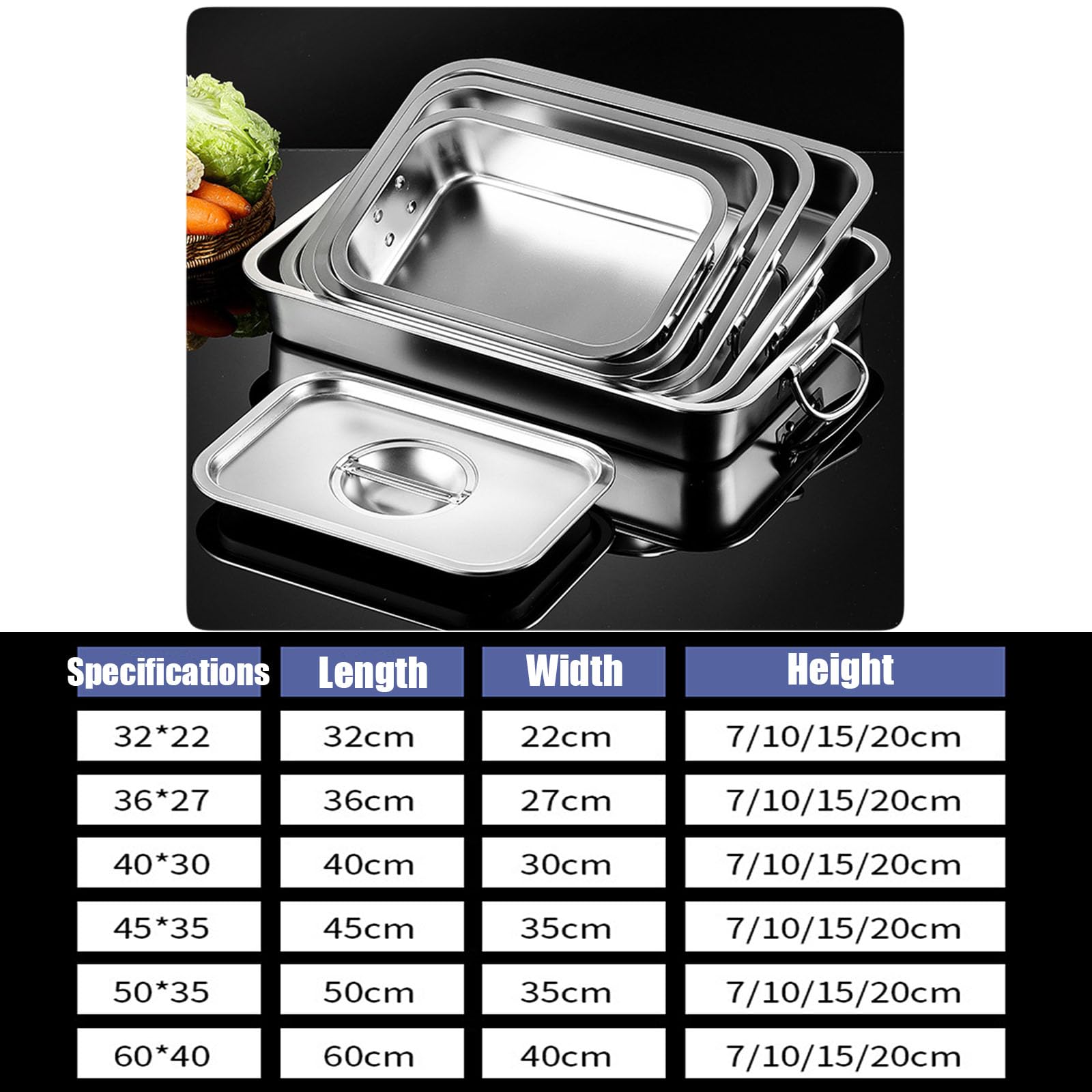 Contenitore impilabile 32 x 22 cm, 7 cm di profondità, ideale per cucina, cucina, plastica, uso commerciale, forniture per ristoranti, senza BPA