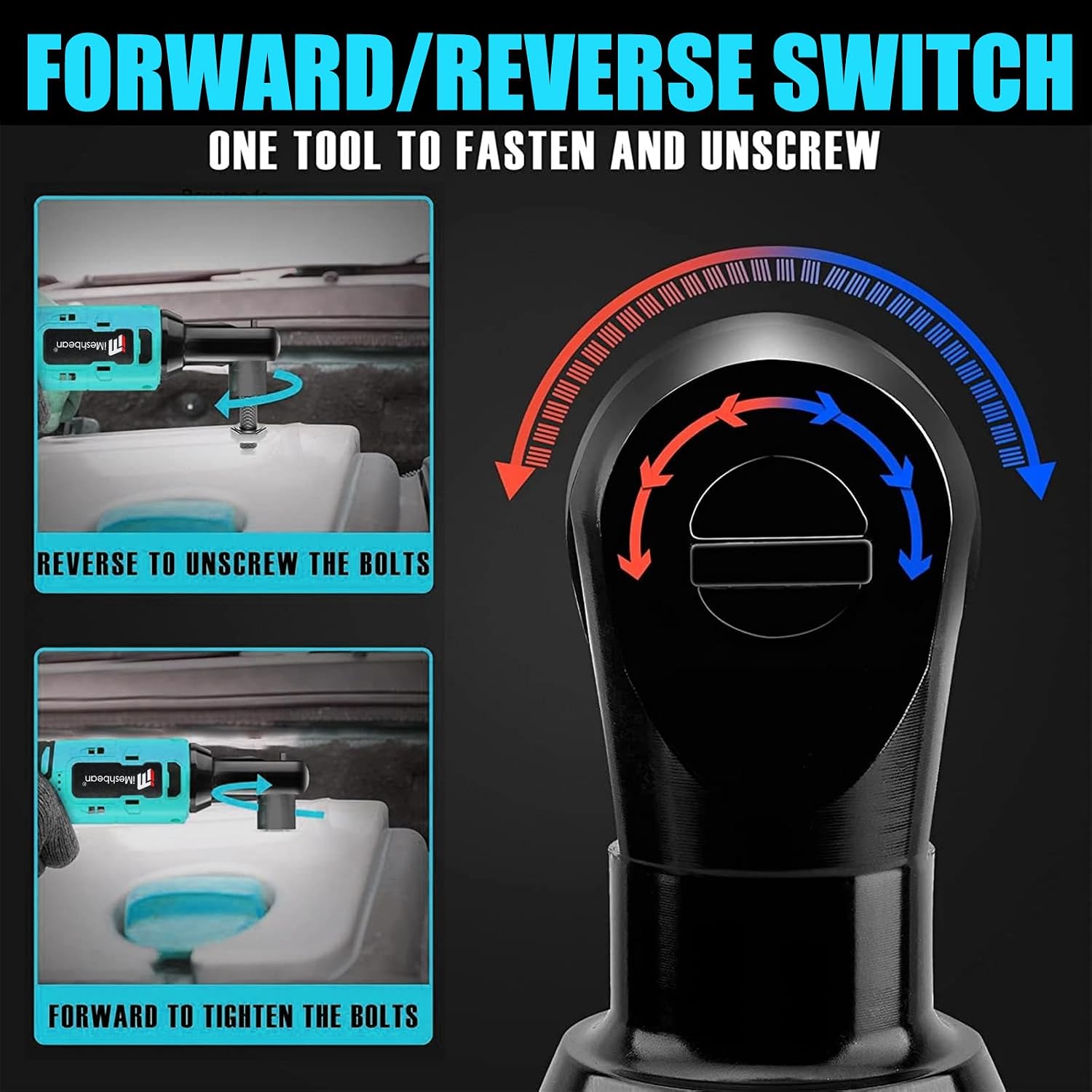 3/8" Cordless Electric Ratchet Wrench,18V 45 ft-lbs (60Nm) High Torque Power Right Angle Ratchet Tool Kit with 2×2.0Ah Batteries,Variable Speed Trigger,Fast Charger,10–17mm Sockets,Extension rod