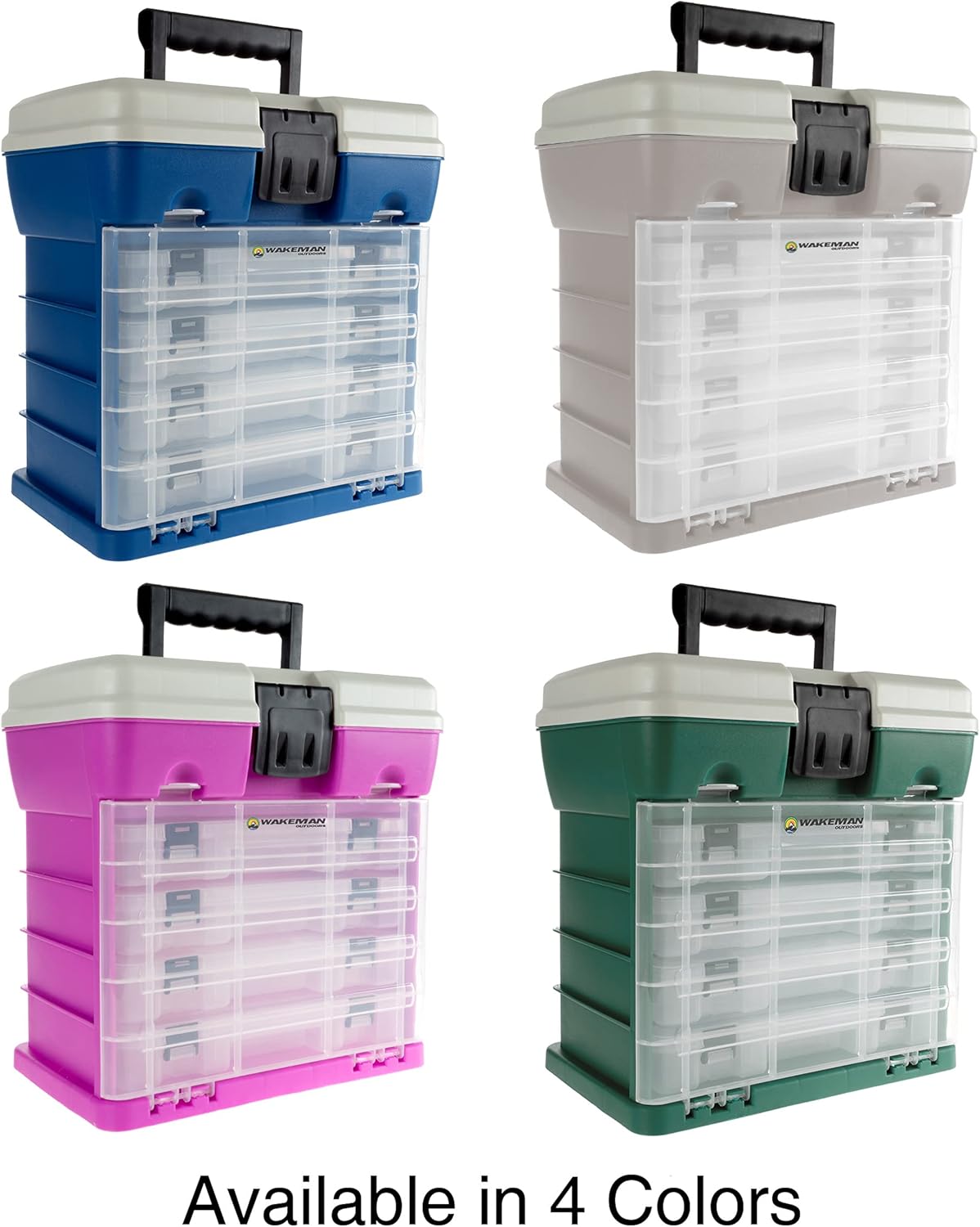 Tool Storage Box - Durable Hardware Organizer with 4 Drawers and 19 Compartments for Camp Supplies and Fishing Tackle by Wakeman Outdoors (Dark Blue)