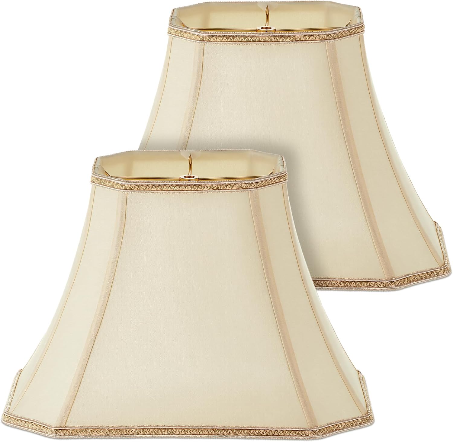 Glooglitter Set of 2 Bell Lamp Shade 6.25" x 8" Top 11" x 16" Bottom 12" High (Spider) Rectangle Cut Square Replacement Vintage Silk Lampshade for Table Floor Living Room Bedroom (Beige)