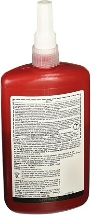 Loctite 271 Threadlocker, High Strength, Red, Acrylic, Low Viscosity, UV Fluorescent, 250 ml Bottle