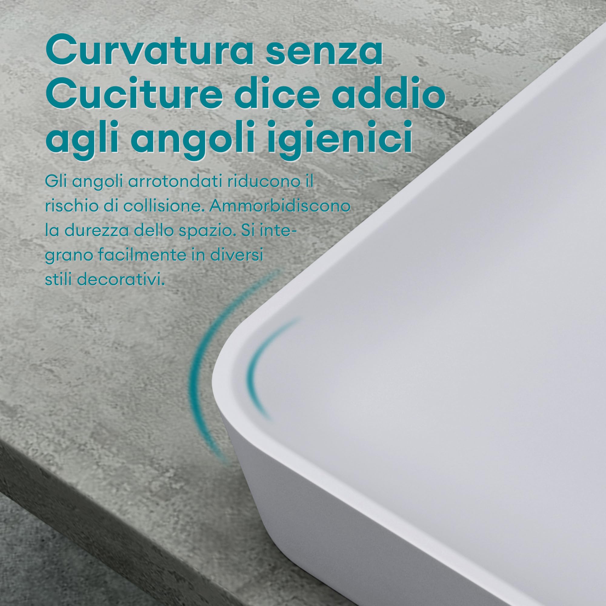 Mai & Mai Lavabo da Appoggio 60x40x9cm in Minerale Fuso, Colossum815 | Lavandino Bagno, Bianco Opaco, Stampaggio Monopezzo, Nano-rivestimento