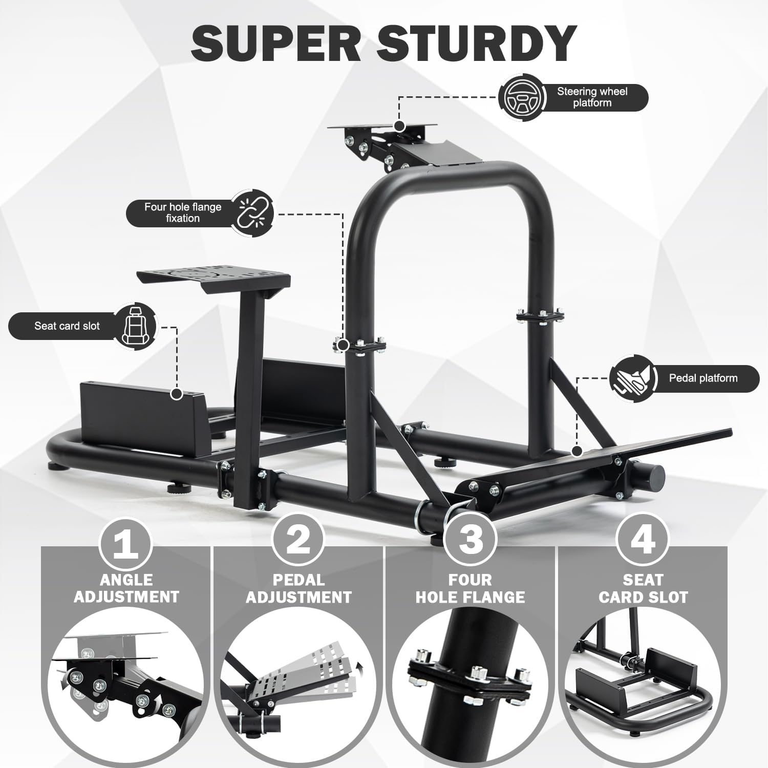 Anman Racing Simulator Cockpit 50mm Large Round Tube Vertical Bracket Seat with Monitor Display TV Stand Fit for Logitech/Thrustmaster/Fanatec G29 G920, Wheel Shifter Pedals NOT Included