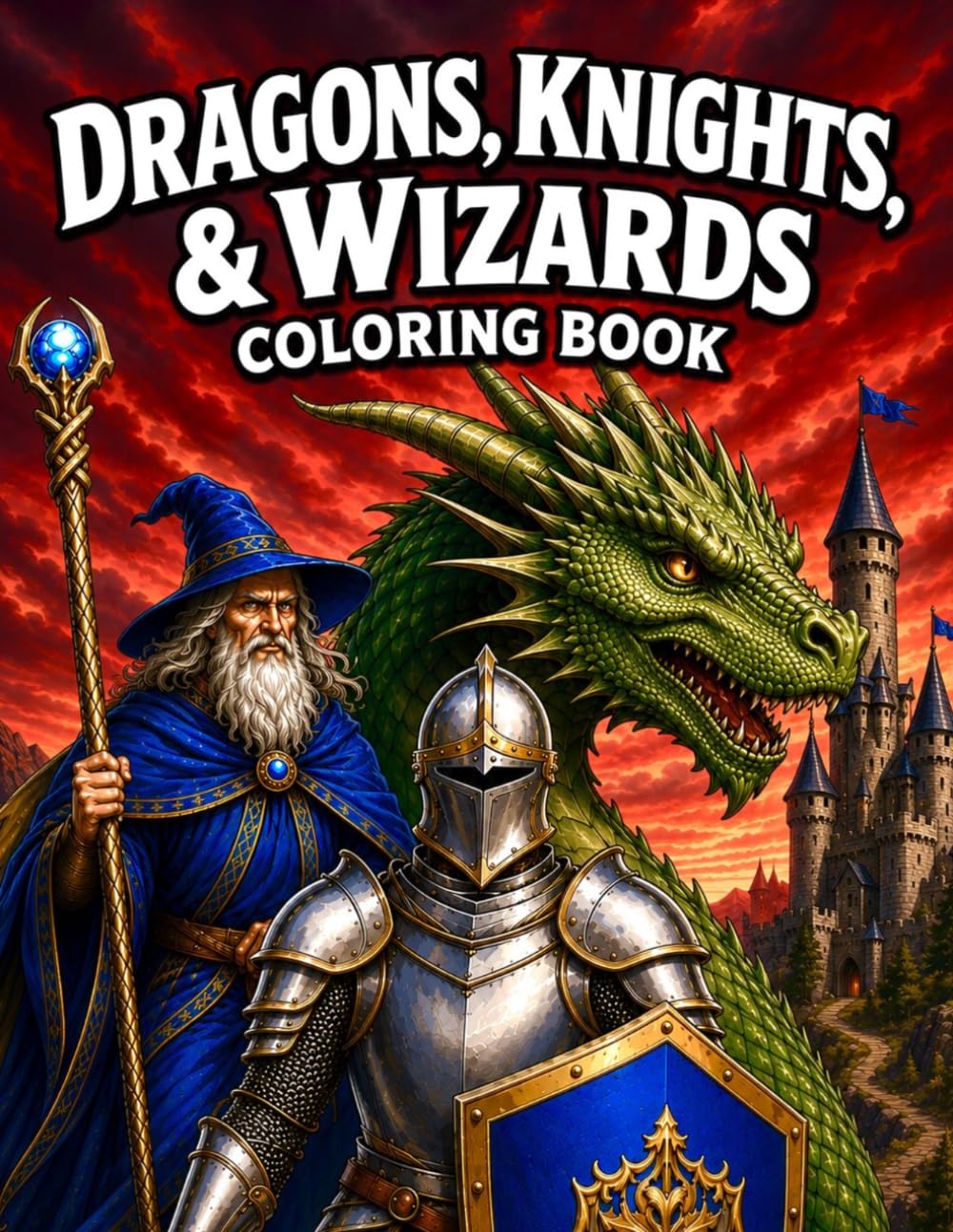Dragons, Knights & Wizards Coloring Book: Epic Fantasy Coloring Adventure Featuring Dragons, Magic Battles, Castles, Knights, and Legendary Creatures ... (The Ultimate Teen & Adult Coloring Series)