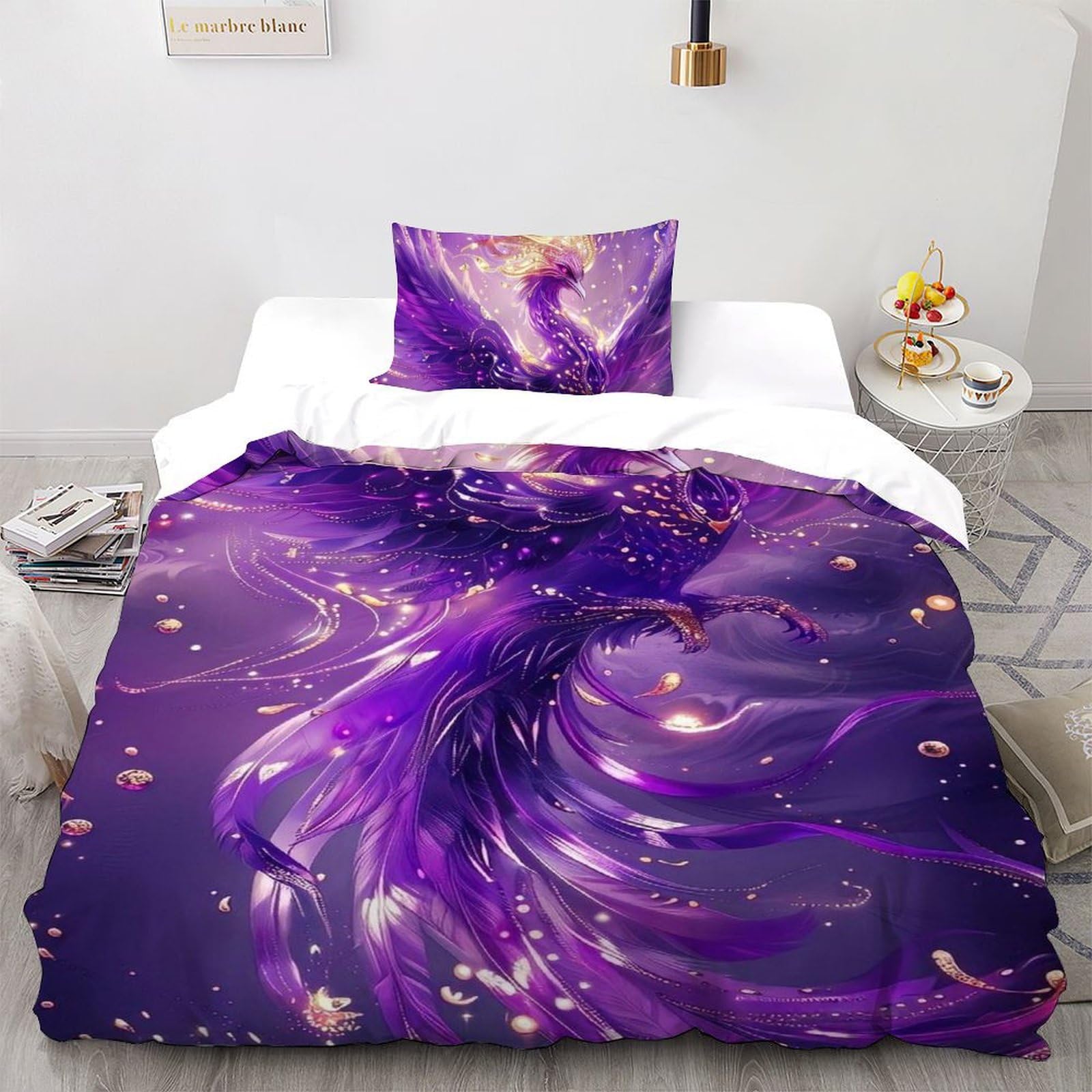 Parure de lit microfibre enfants phénix 135x200 anti-glissement couette