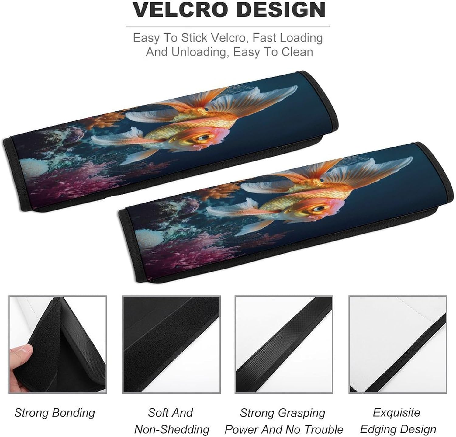 Underwater Coral Gold-fishes Car Seat Strap Covers Soft Seat Strap Shoulder Pads Seatbelt Covers for All Car Seats 2PCS