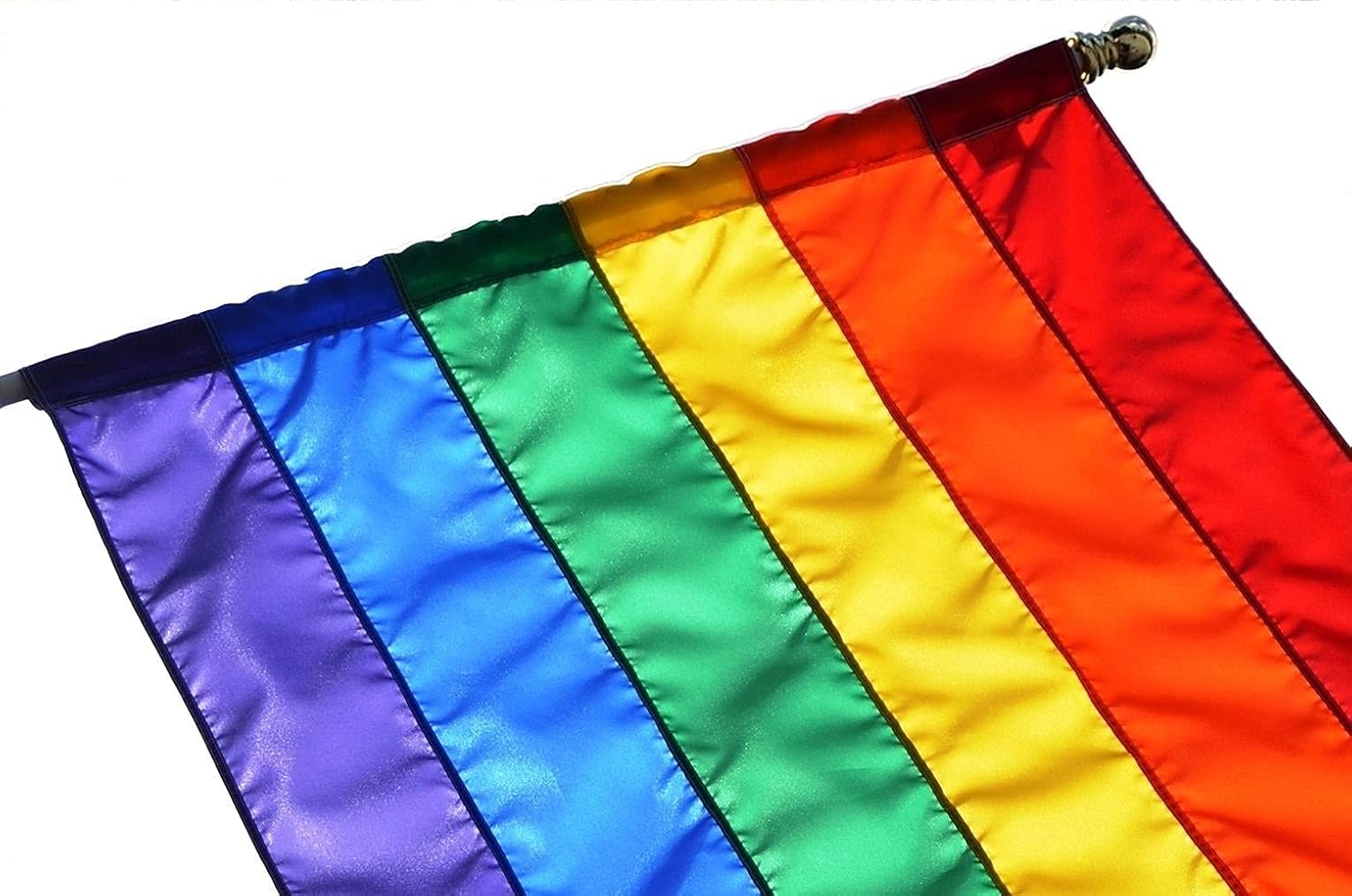 US Flag Factory - 3x5 FT Rainbow Flag (Sleeved, Individually Sewn Stripes) Outdoor SolarMax Nylon - Premium Quality - Made in USA - Gay Pride Lesbian LGBT