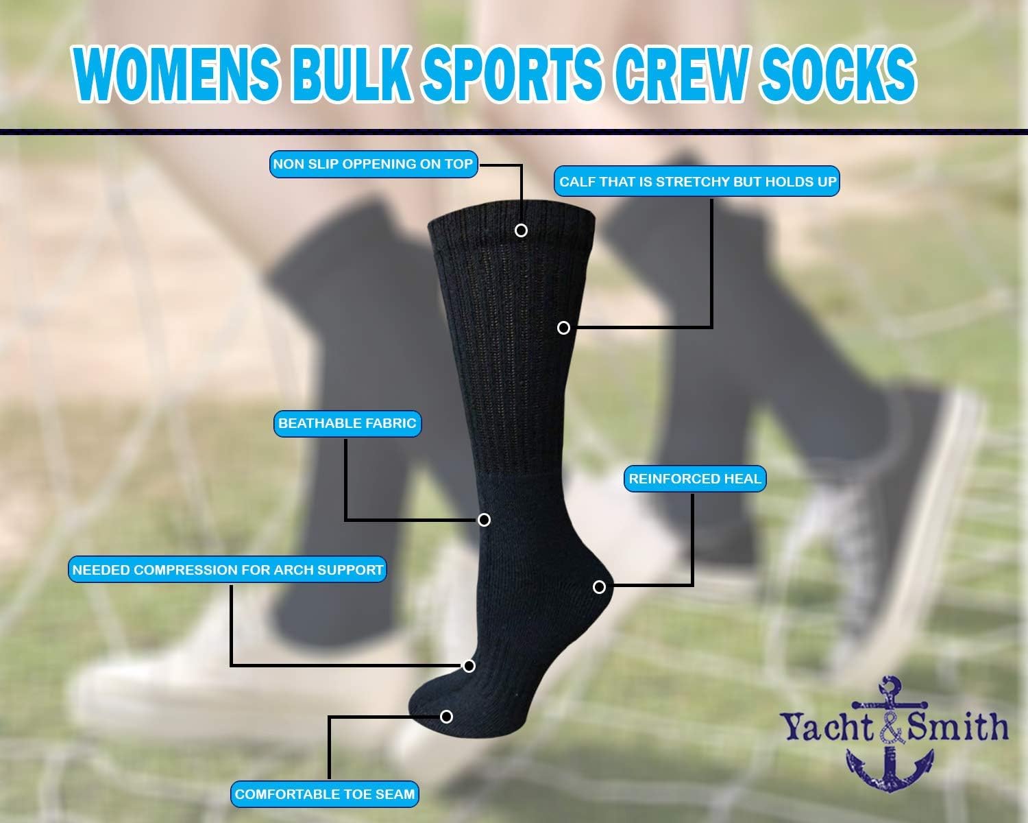 SOCKS'NBULK 60 Pairs Mens Wholesale Bulk Sports Crew Socks, Athletic Socks Case Pack Options