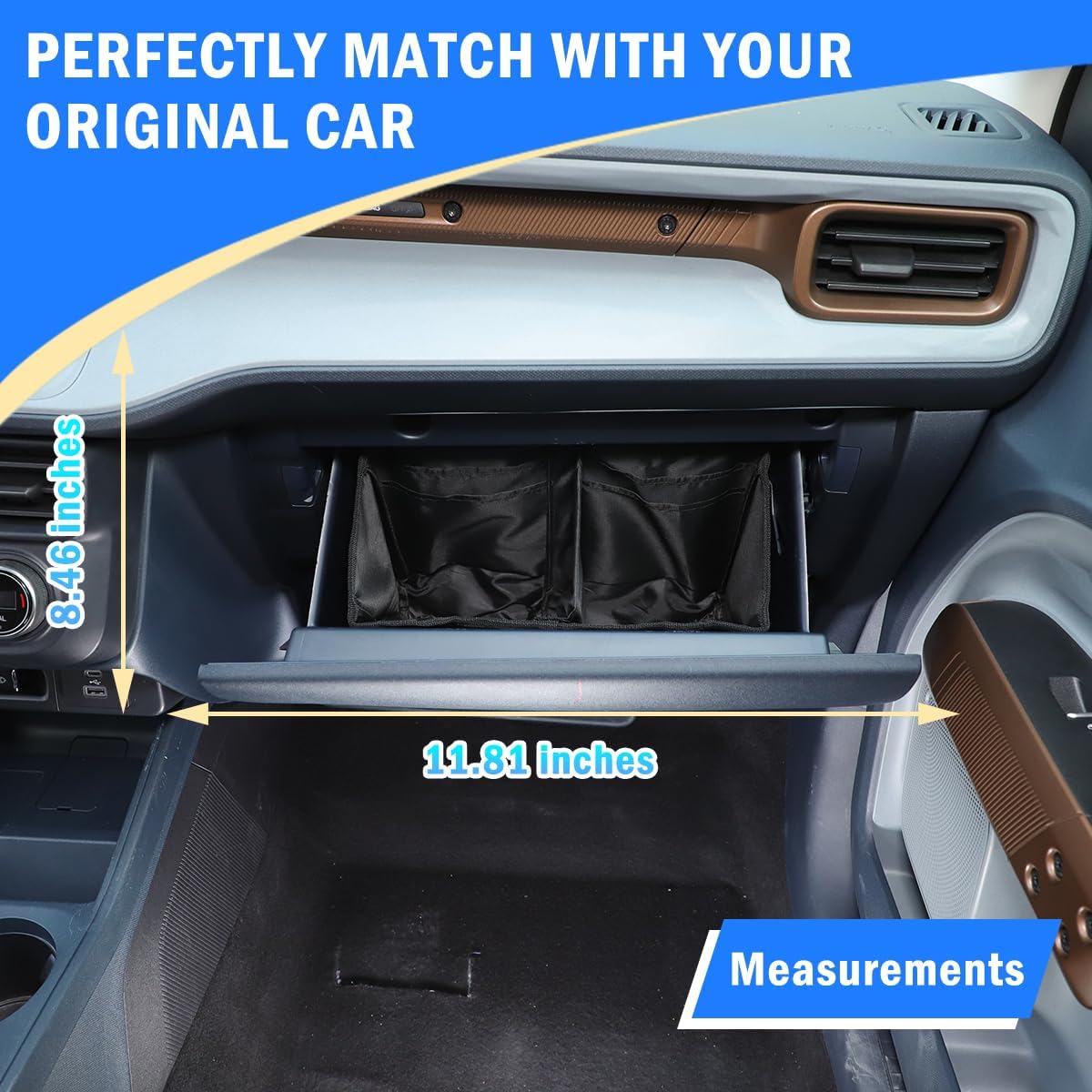Car Glove Box Organizers bag Compatible with Ford Maverick 2022-2025 Center Console Organizer Internal Storage Bag,Oxford cloth Interior Organizer Automotive Bag