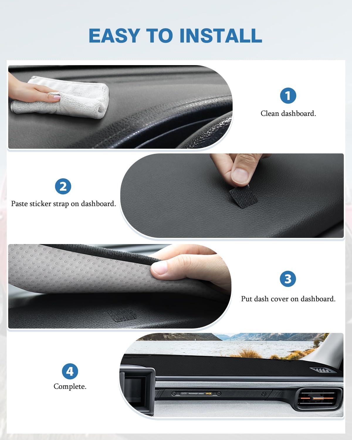 FIILINES Dash Cover Fit for Ford Maverick 2022-2025 2026 (Hybrid/XL/XLT/Lariat) Dashboard Cover Mat for Maverick Accessories Sunshade Nonslip Mesh Protector No Glare Black