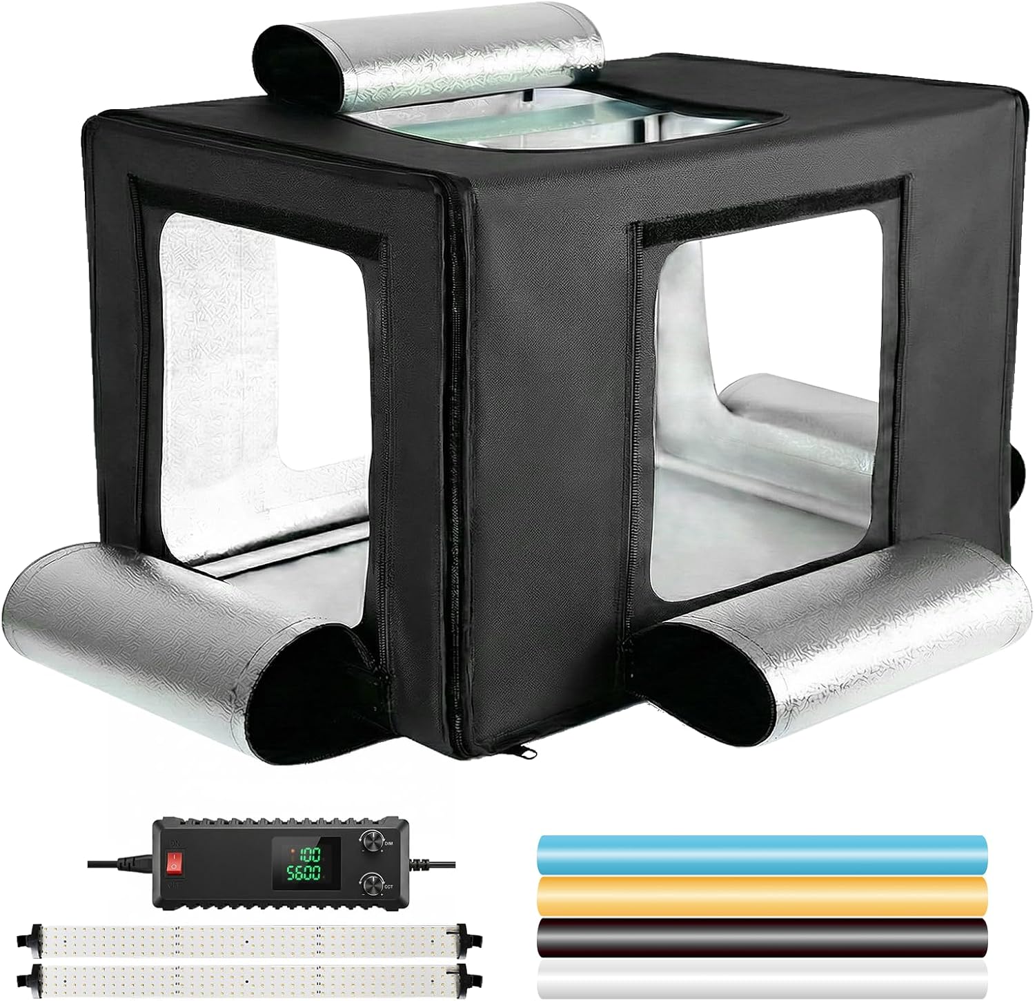 Light Box for Photography Handheld Live Streaming 24x16x16inch Photo Studio Bi-Color Dimmable LED Shooting Tent Cube Box with 4 Color Backdrops,336Pcs LED Lights 3200-6500K Photo Lighting Booth