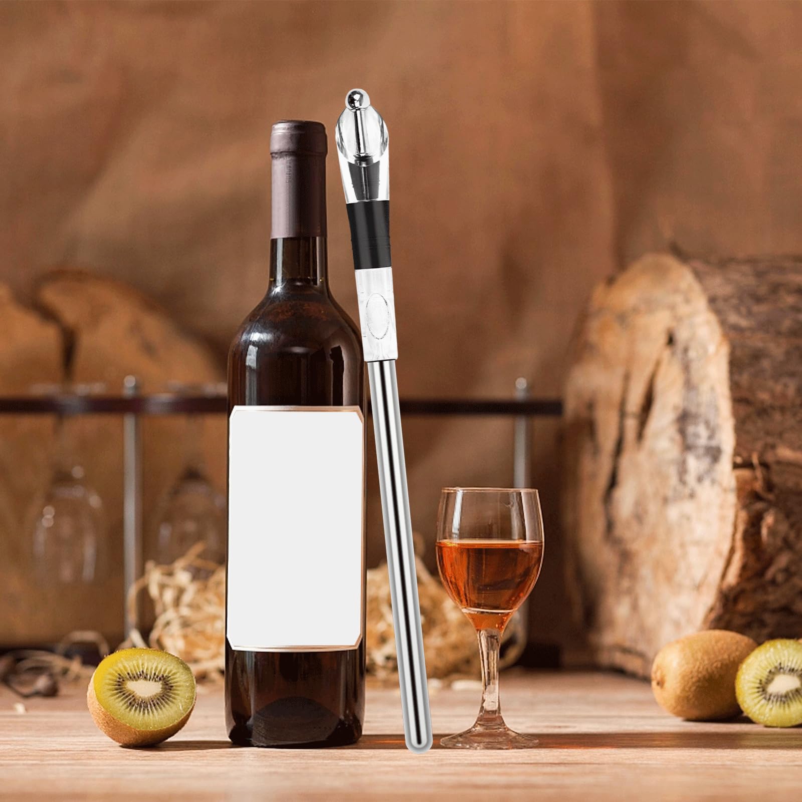 Final Touch, Aeratore Per Vino Twister, In Acciaio Inox, Per Vino Twister In Acciaio Inox Per Vino Rosso E Decanter Con Caraffa
