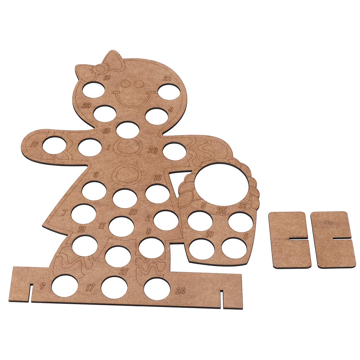 Wooden Advent Calendar Gingerbread Lady Chocolates Storage Box Gift Christmas Decorations