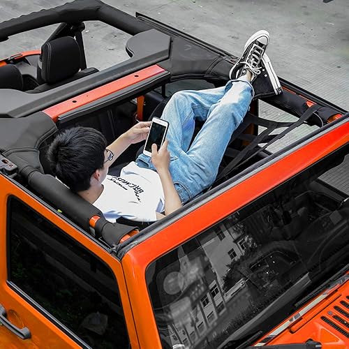 Miniatura 6 de Seven Sparta Red de malla para techo de automóvil, compatible con Jeep Gladiator JT y Jeep Wrangler YJ, TJ, JK, JKU, JL, JLU 1987-2024 de 4 puertas