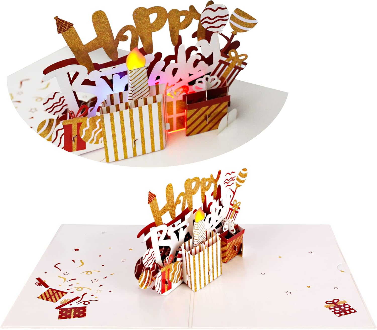 Amazon.com : evron 3D Candle Pop Up Gift Card Birthday, Multicolored ...