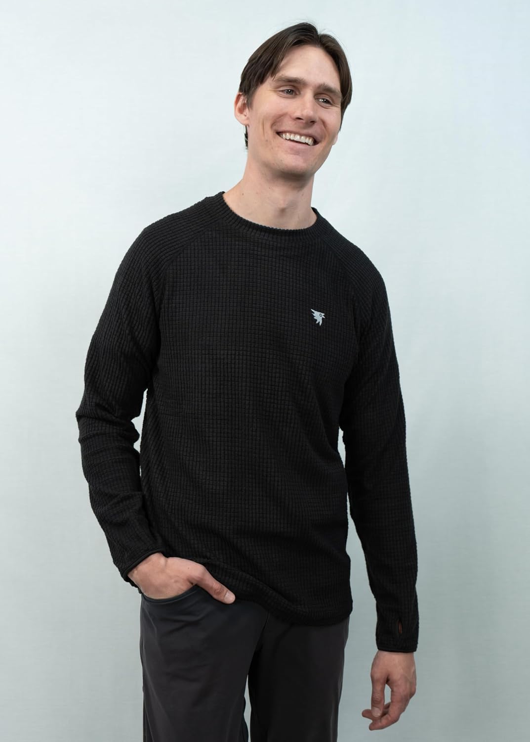 Squak Men’s Dawn Crewneck – Grid Fleece Pullover Mid-Layer for Hiking, Skiing & Everyday Adventure | Lightweight