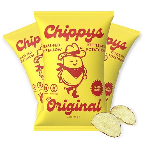 CHIPPYS  Papas Fritas de Sebo de Res Alimentada con Pasto  El Original (Sal Marina)  Cocidas en Caldera, Sin Aceite de Semillas, Aptas para Paleo y