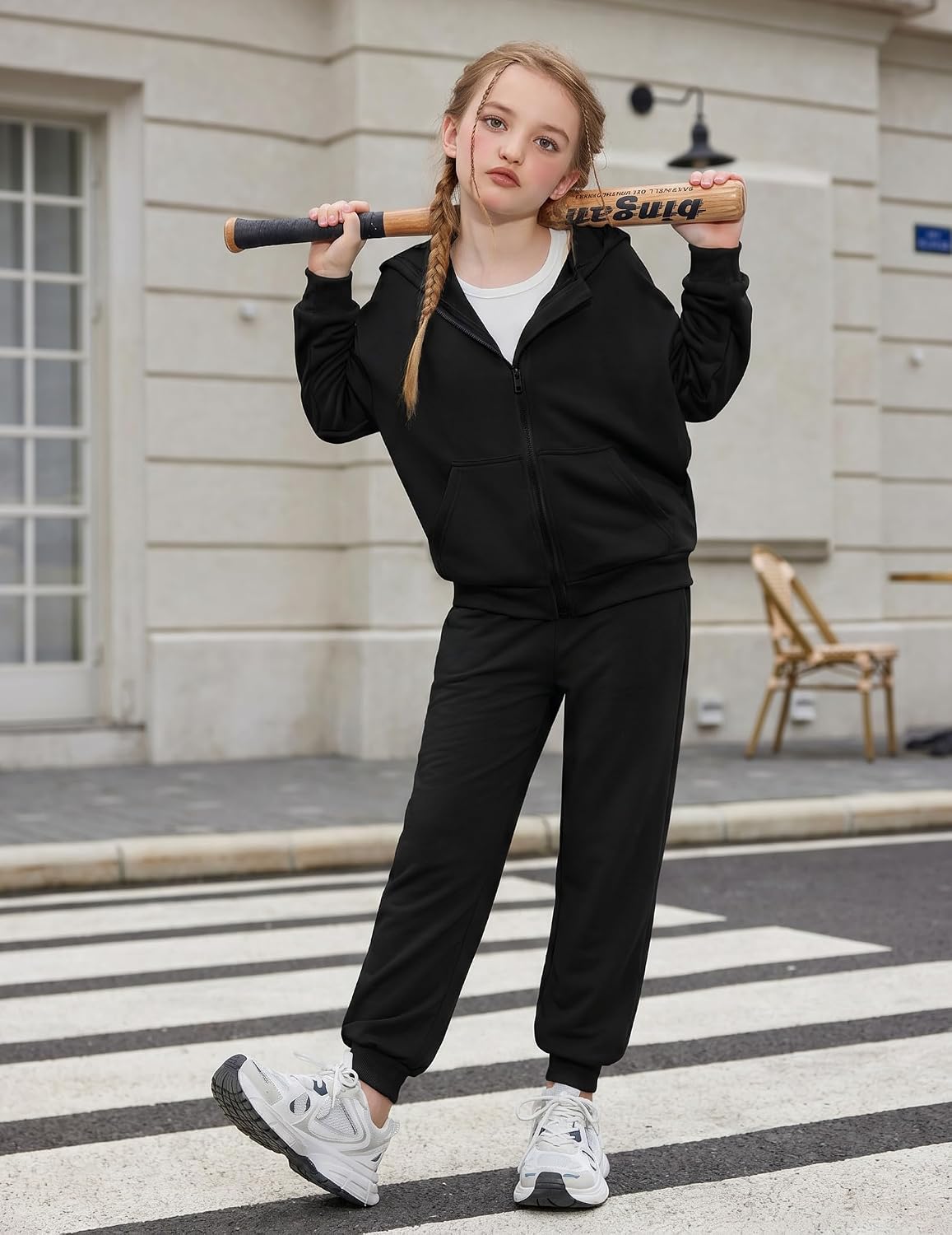 Arshiner Girls 2 Piece Outfits Jogger Sets Zip Up Hoodie Sweatshirts and Sweatpants with Pockets Tracksuits Sweatsuits