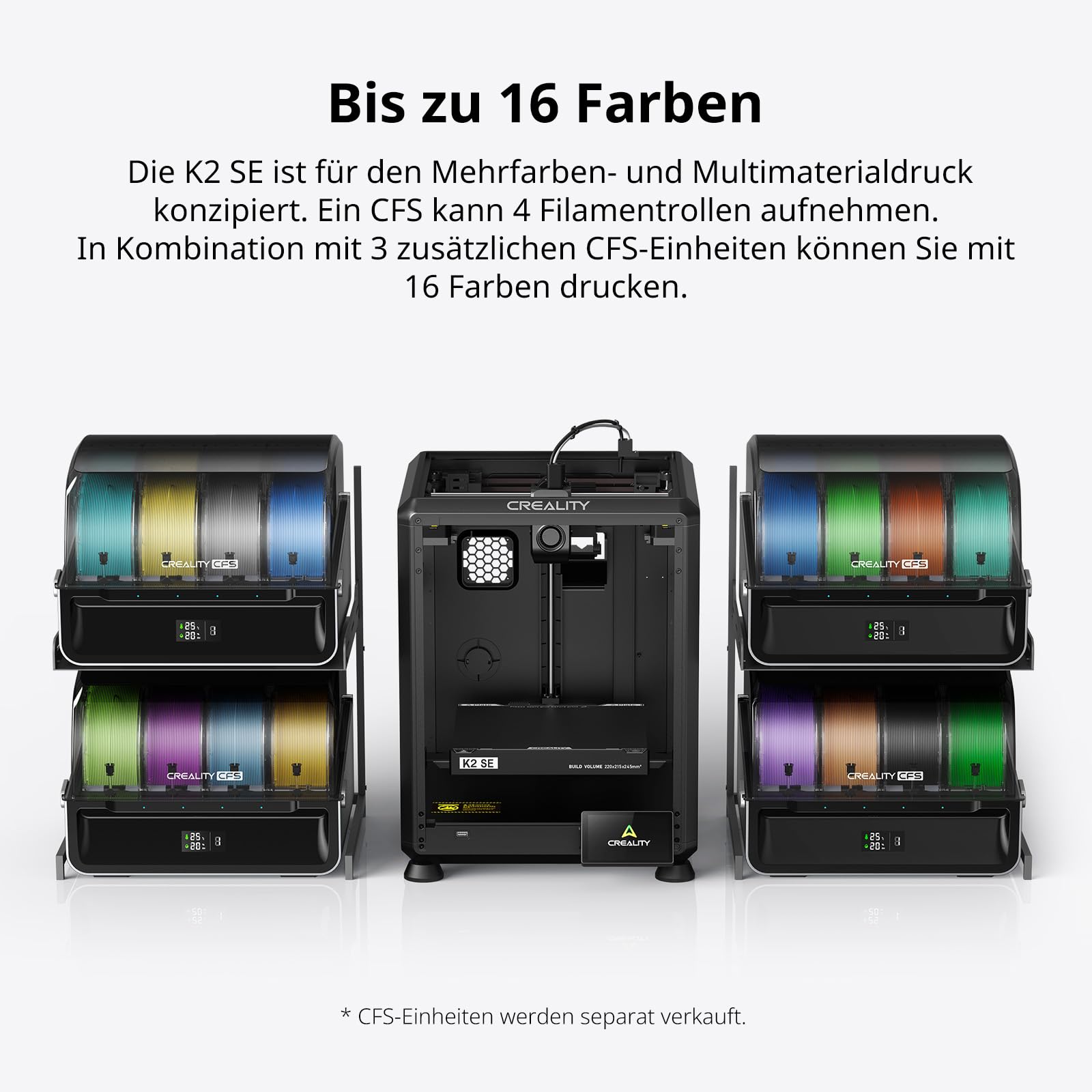Creality K2 SE 3D-Drucker 2026, bis zu 500 mm/s Hochgeschwindigkeitsdruck, Direktextruder, Auto-Nivellierung, Vibrationskontrolle, 220 × 215 × 245 mm Bauraum