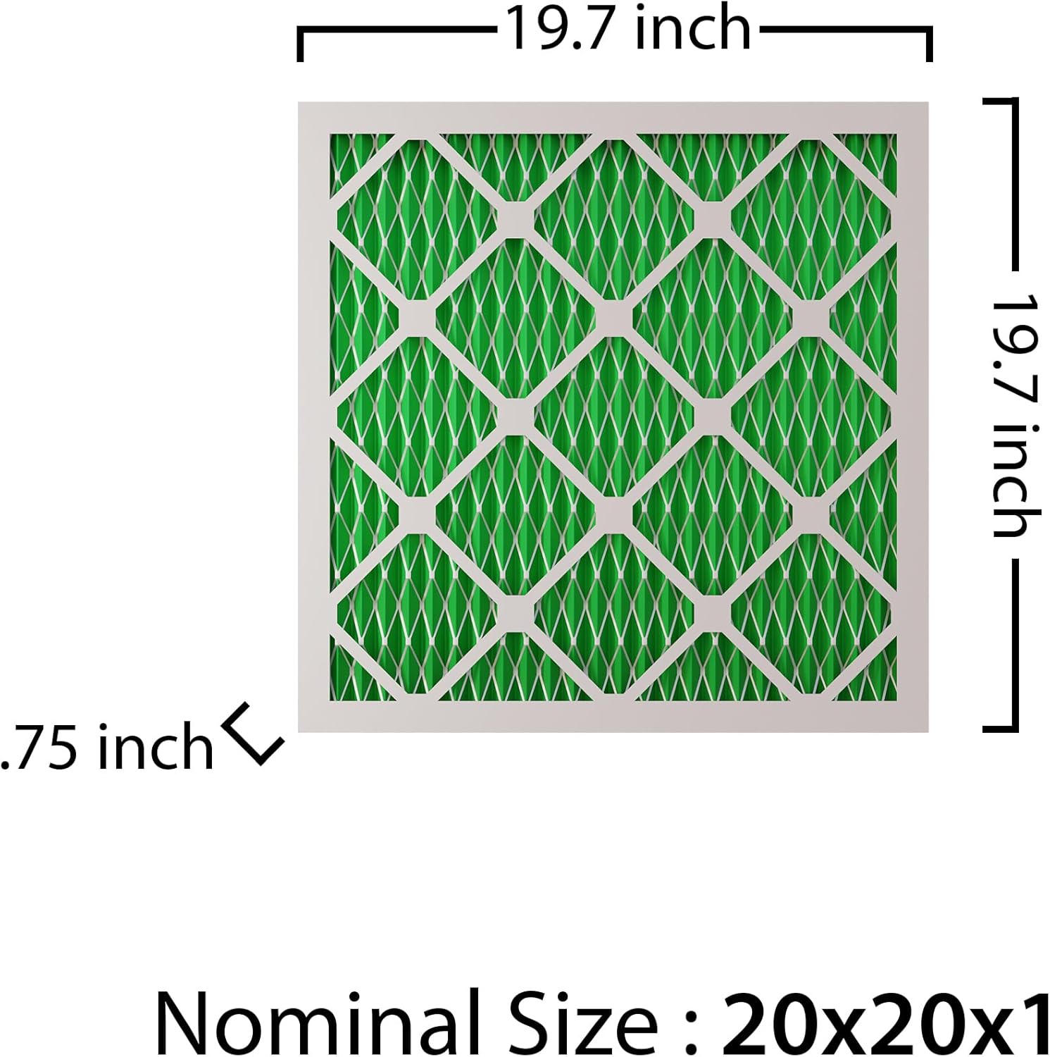 HG 20x20x1 Air Filter Actual Size: 19.7" x 19.7" x 0.75" MERV 13 MPR 1500-1900 | MADE IN USA | 4-Pack | Pleated HVAC AC Furnace Replacement