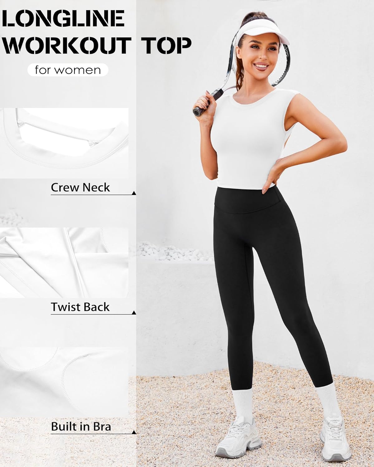 DaiLiWei Open Back Workout Tops for Women Longline Sports Bras Padded Crop Tank Yoga Top Low Back Shirts with Built in Bra - Image 4