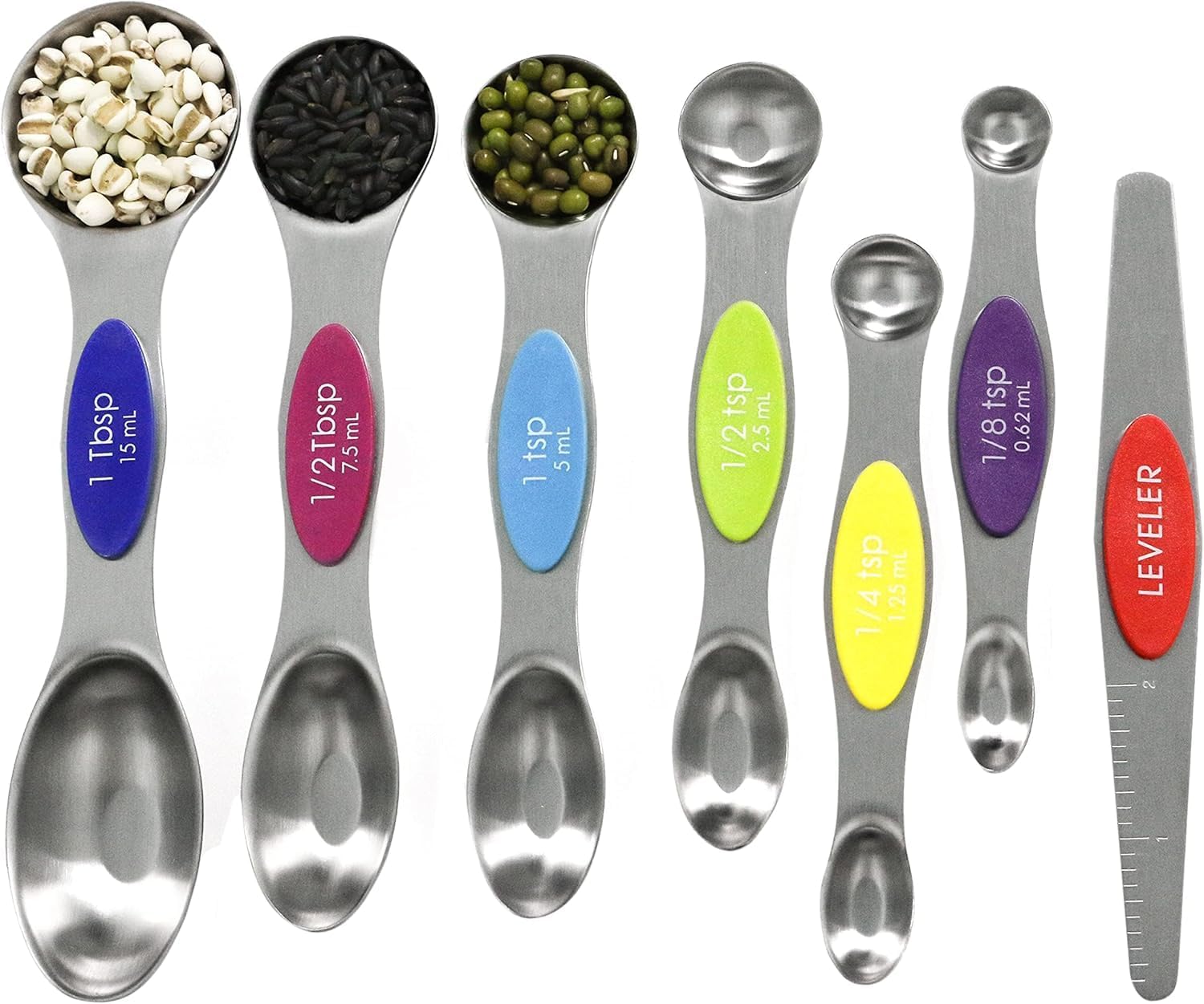 Measuring Cups and Spoons Set Stainless Steel Includes 8 Heavy Duty Measuring Cups 8 Double Sided Magnetic Measuring Spoons and 1 Leveler for Dry and Liquid Ingredients