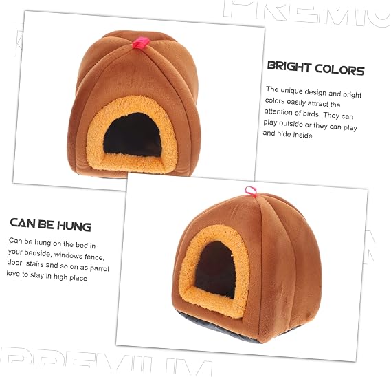 Small pet's nest, 4pcs Small Pet Nest Guinea Bedding Pet Resting Beds Pet Resting Sleep Samll Animals Shelter Rat Warm House Gui(Brown)