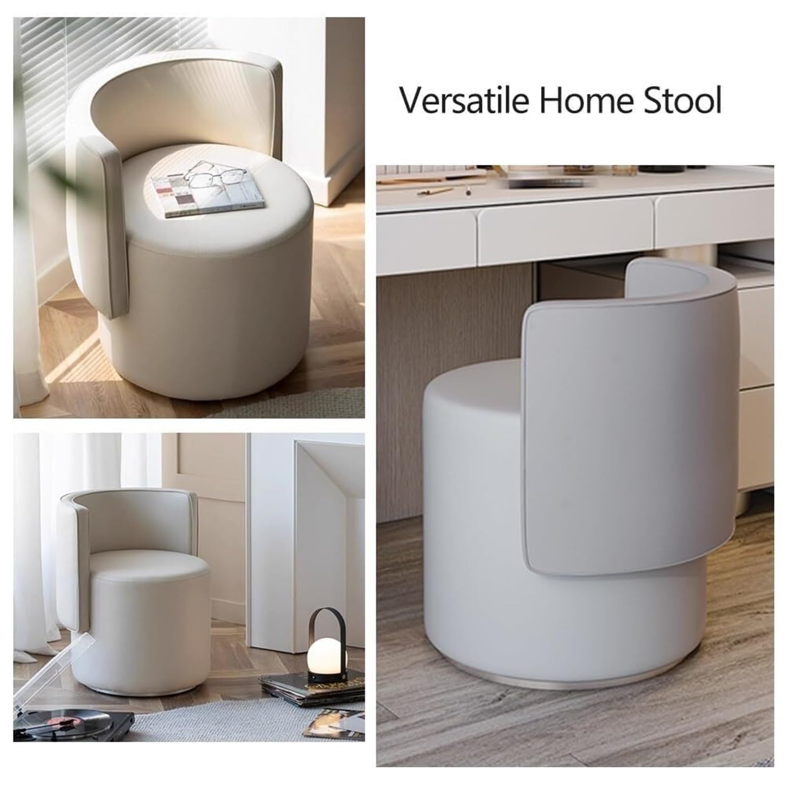 Lussuoso sgabello da trucco moderno girevole a 360 °, morbido sedile imbottito, perfetto per la decorazione della casa, elegante design grigio, comoda sedia per toelettatura per routine di bellezza