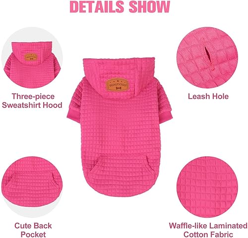 Vista 183 de BEAUTYZOO Suéter con capucha para perros pequeños y medianos con bolsillos, ropa para perros pequeños y medianos, abrigos de algodón laminado