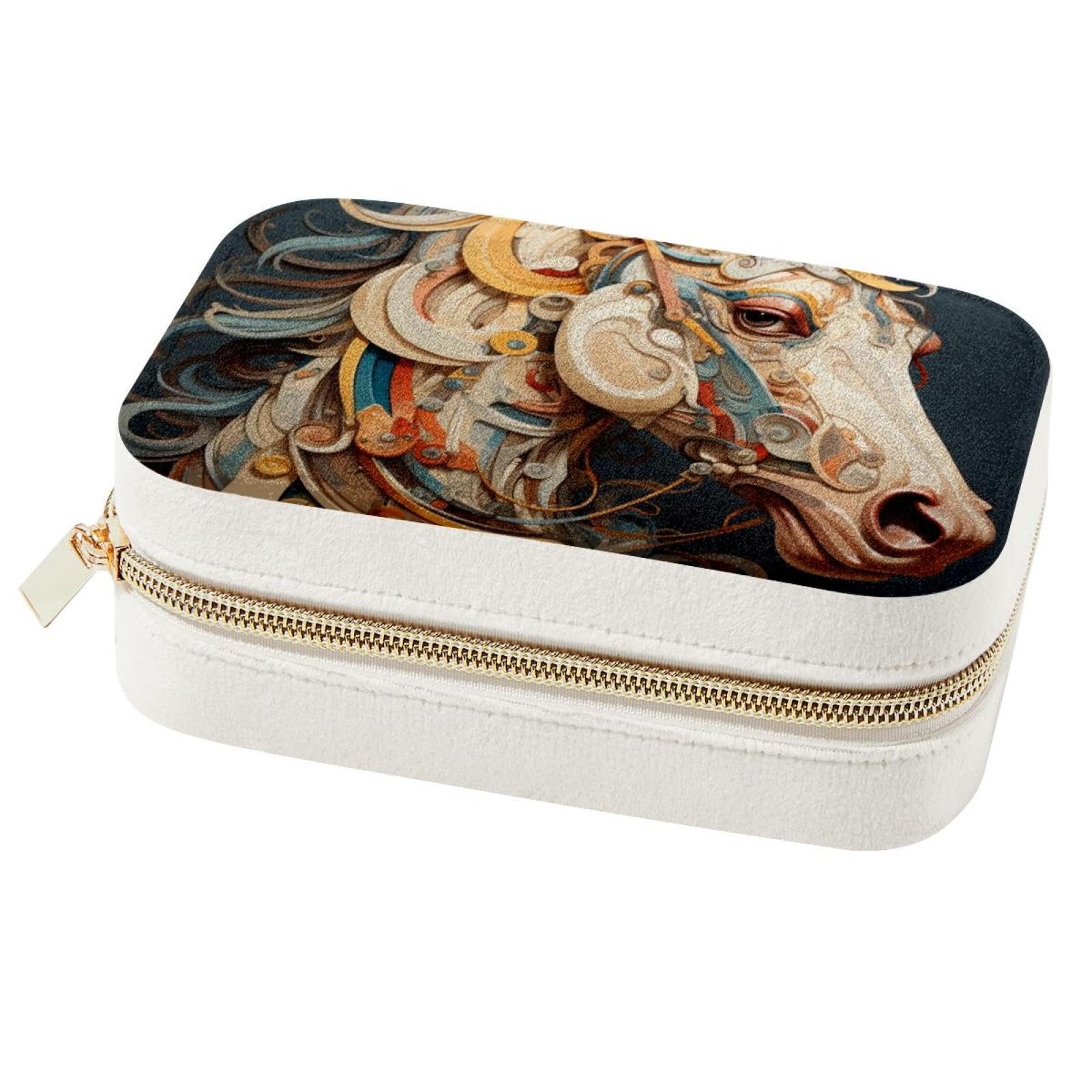 Boîte à bijoux cheval élégante : organisateur de voyage pour boucles d'oreilles et bagues