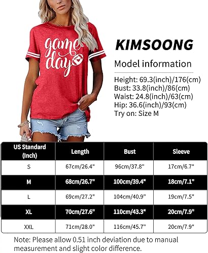 Miniatura 6 de Camisetas para el día del juego para mujer, camiseta gráfica de fútbol divertida, linda camiseta de competencia, camiseta casual de manga corta