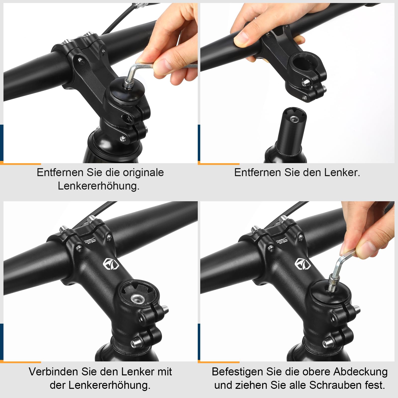 toptrek Attacco manubrio bicicletta 31,8 mm, manubrio mountain bike, 35 mm/45 mm/60 mm/70 mm, attacco manubrio 7° in lega di alluminio, manubrio leggero, manubrio della bicicletta, per MTB, BMX, bici