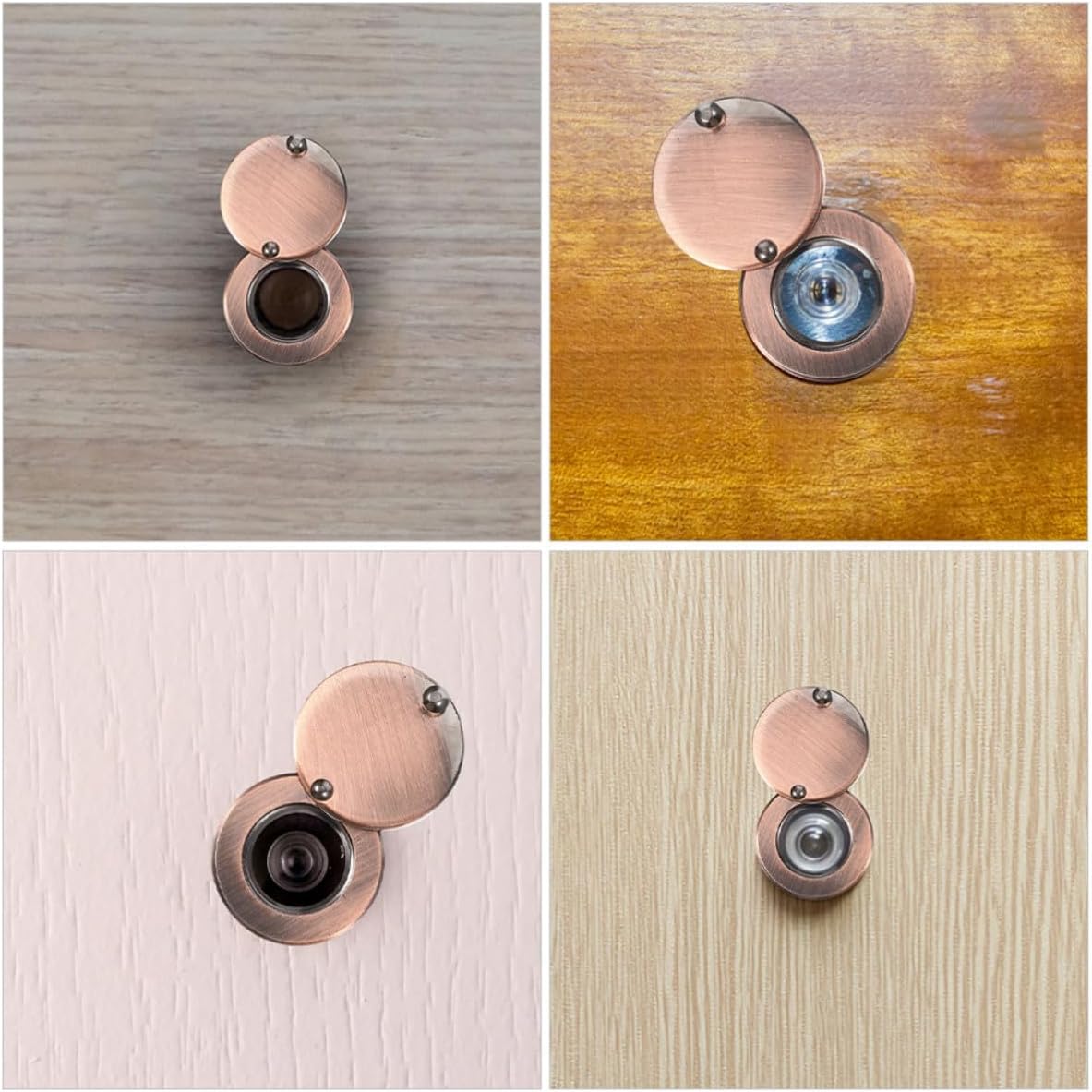 Generic Peephole Cover Plate Privacy Security Round Door Viewer Copper 2pcs Door Peep Hole Back Cover with Comprehensive Protection, Versatile Use for Home and Office