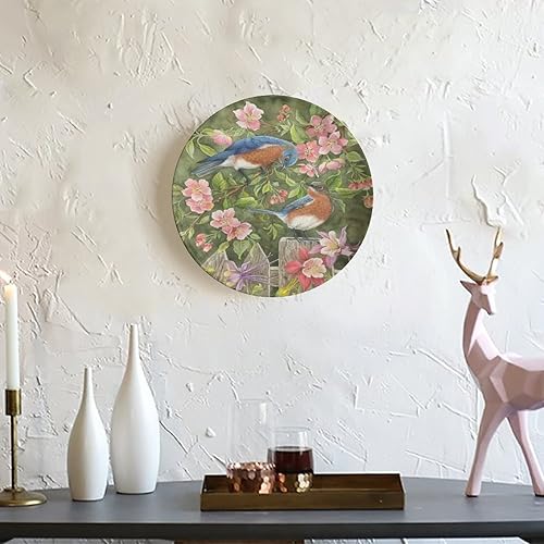 Miniatura 3 de Plato decorativo colgante de cerámica con diseño de flores y pájaros, 10 pulgadas, con diseño de pájaros juguetones en rama, plato decorativo con