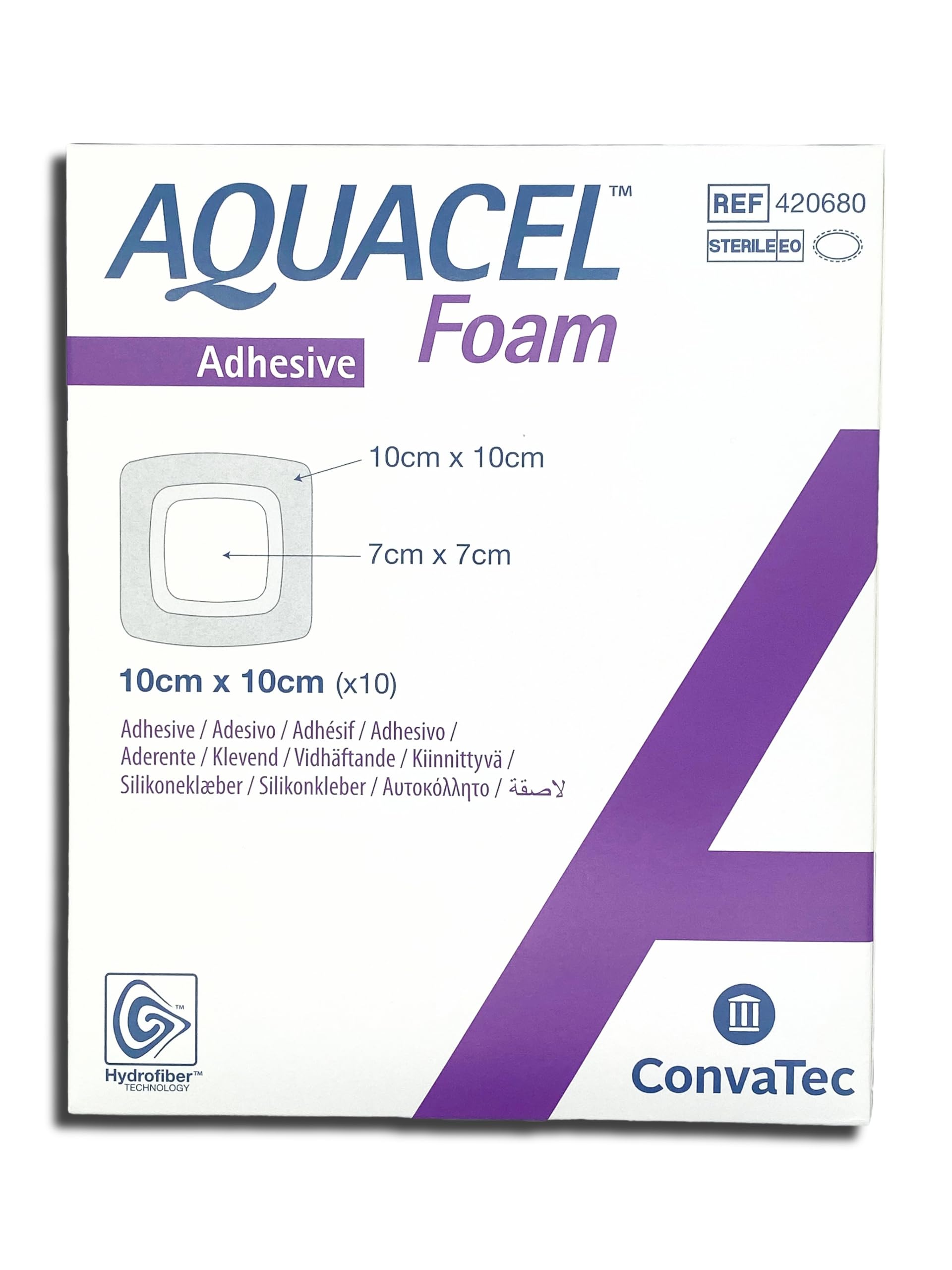 Aquacel 10x10cm, Espuma Apósito con Hidrofibra, 10 piezas