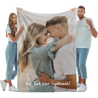 iDIY Personalised Blanket with Photo and Text - Design Your Own Photo Blanket - Personalised Gifts for Family Couples Mothers Day and Fathers Day - Photo Gift - 1 Photo